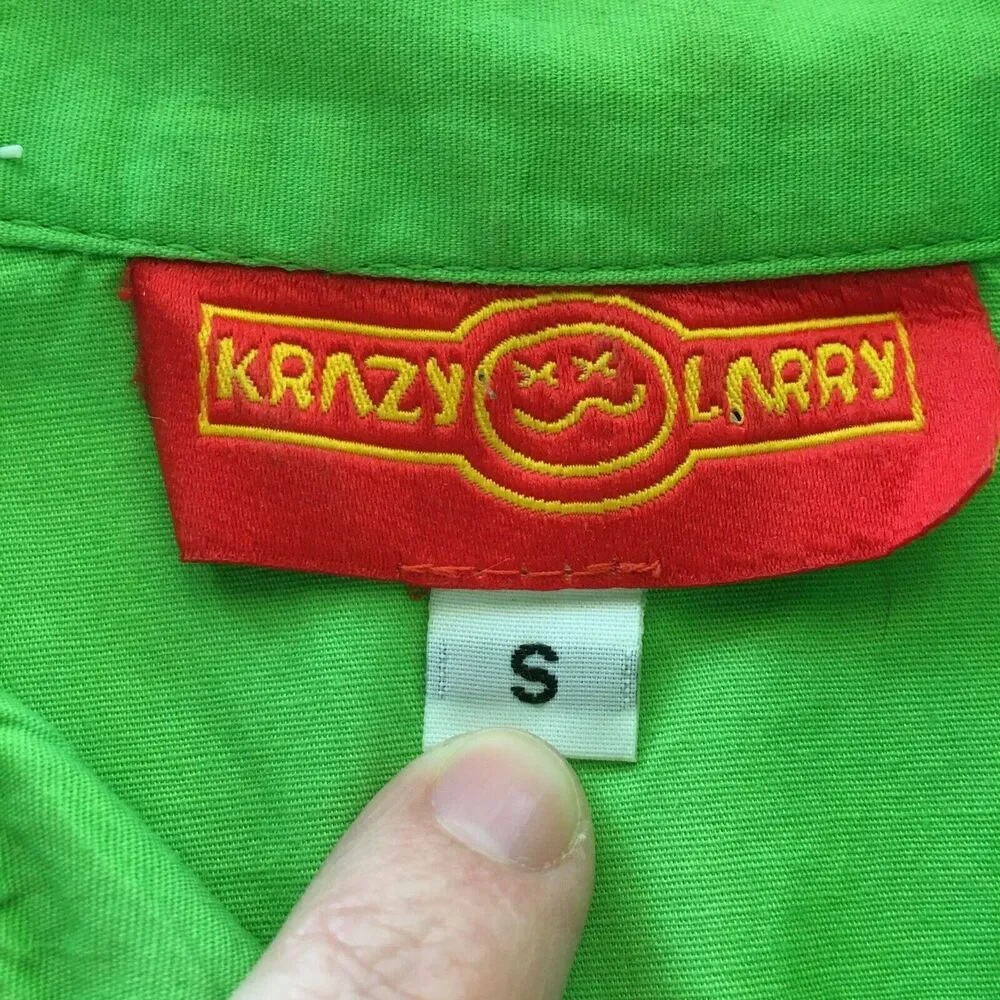 Krazy Larry Shirt Womens Sz S Lime Green‎ Cotton Stretch Button Up Golf Blouse
